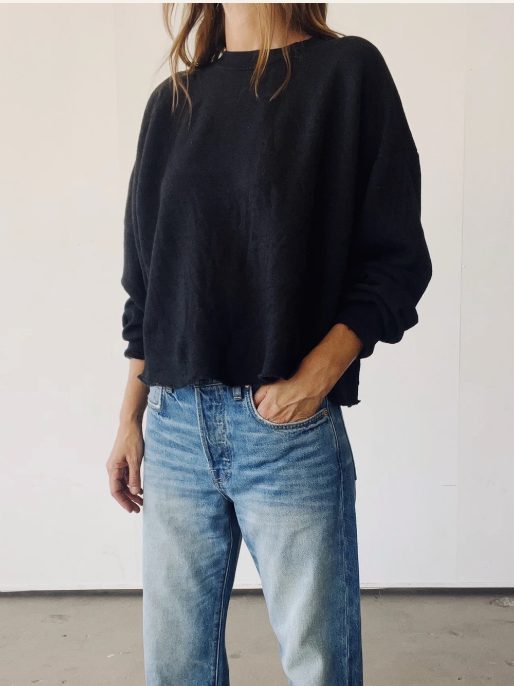 Women's Hey Gang Olive Boxy Crop Crewneck Sweatshirt - Picture 6 of 7